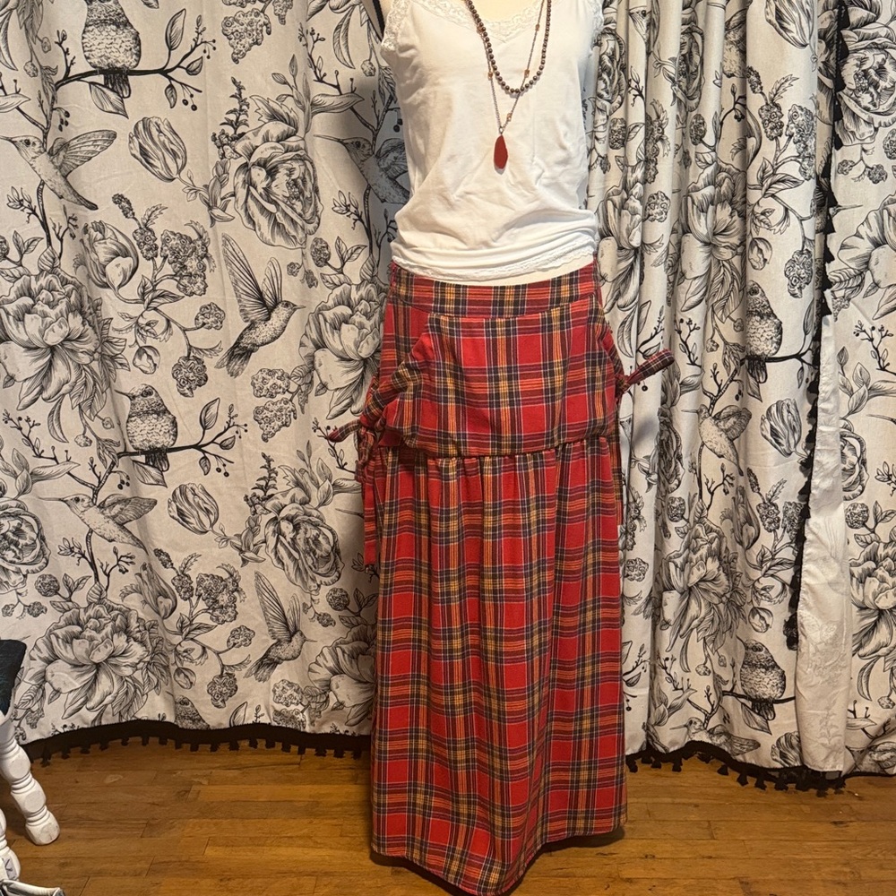 Plaid Red Maxi Skirt